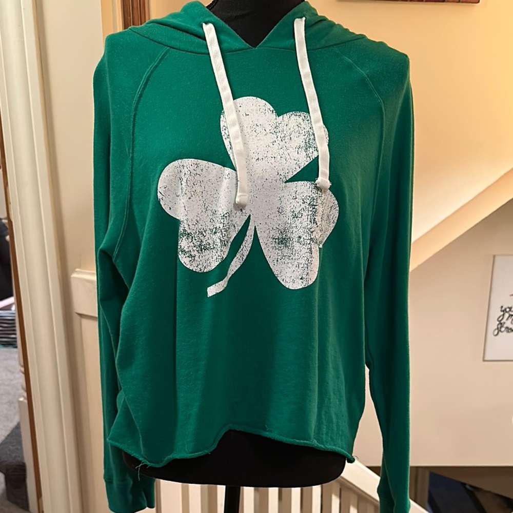 Kelly Green Shamrock Sweatshirt with White Accents